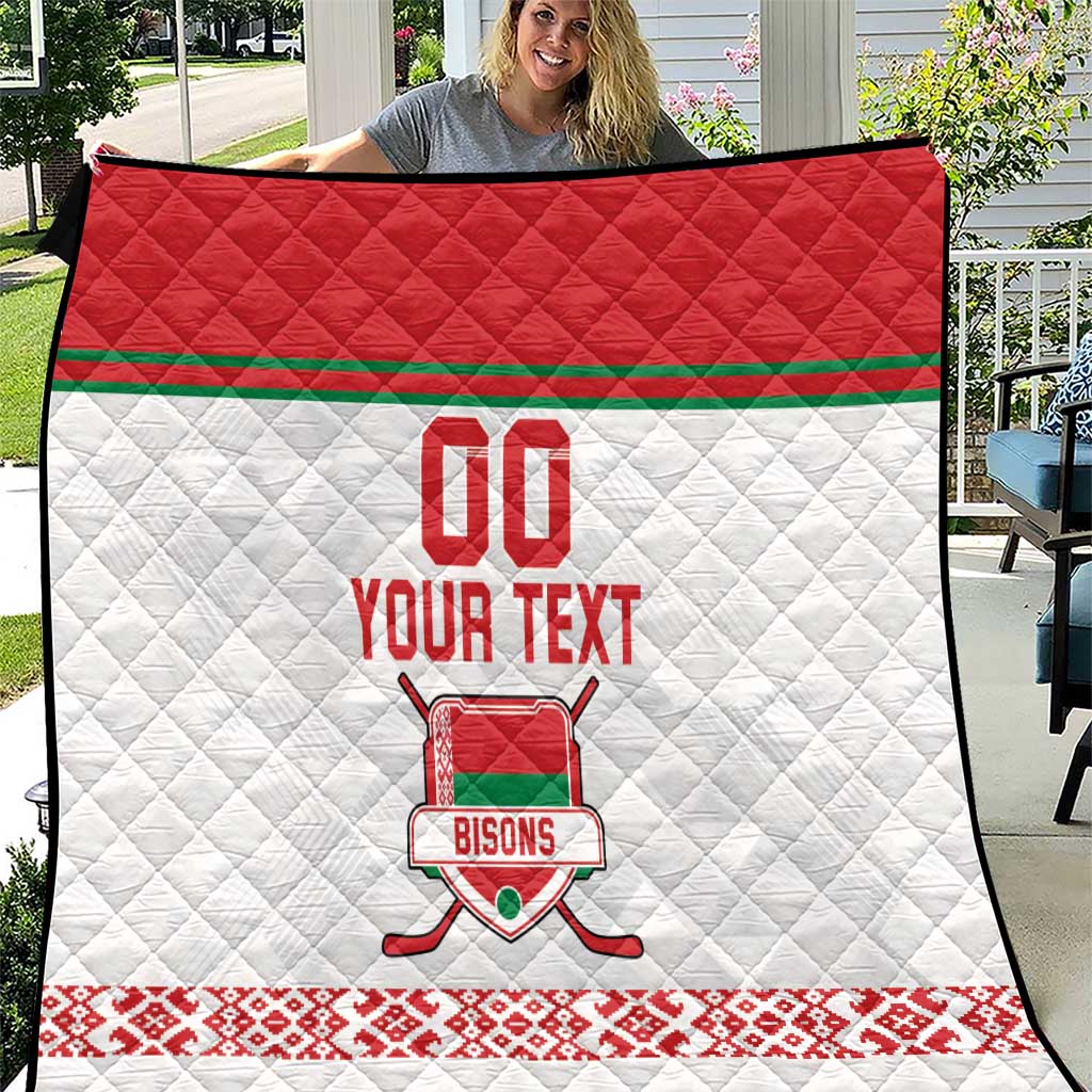 Custom Belarus Ice Hockey Quilt 2025 Go Bisons White Version