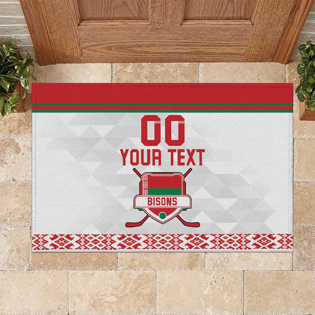 Custom Belarus Ice Hockey Rubber Doormat 2025 Go Bisons White Version