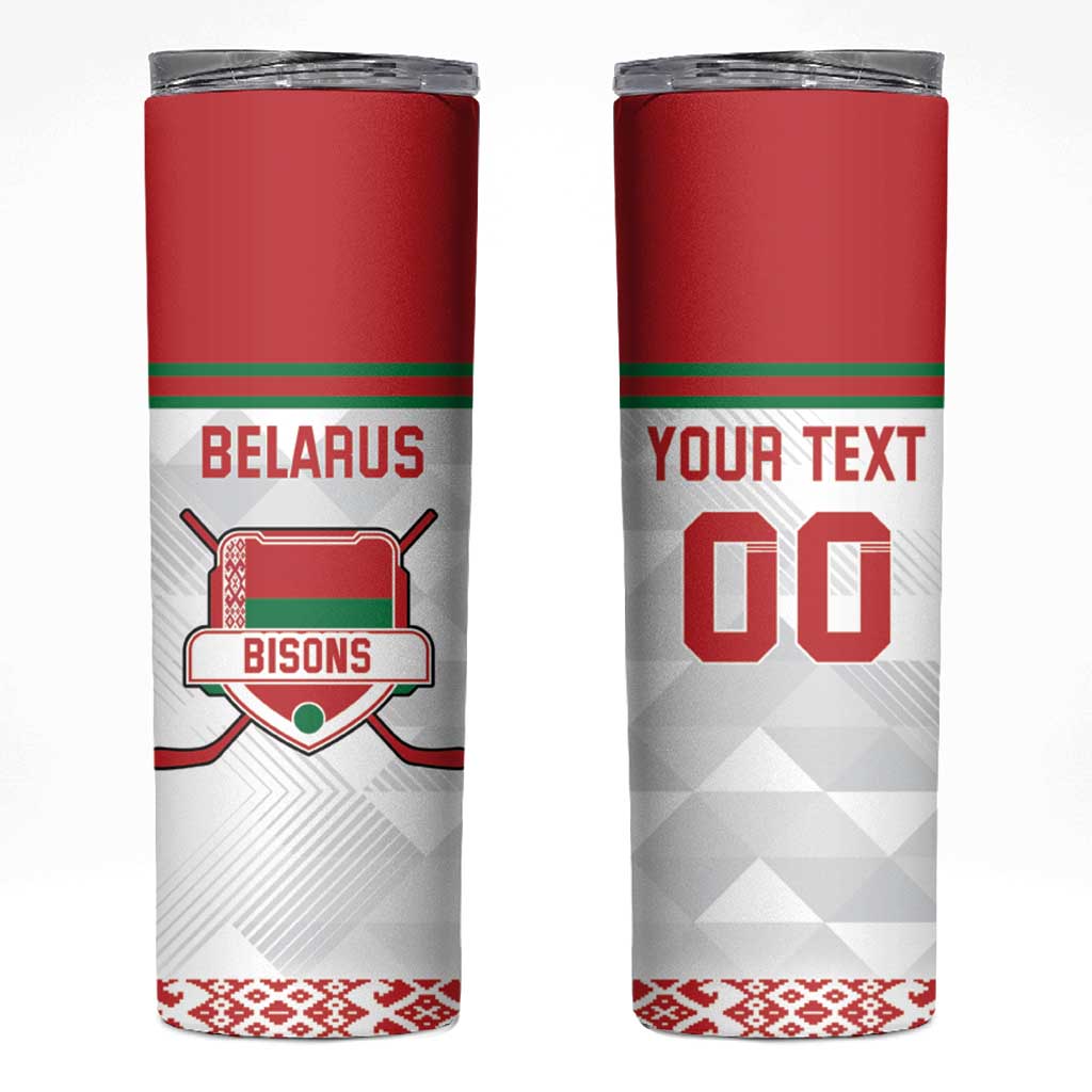 Custom Belarus Ice Hockey Skinny Tumbler 2025 Go Bisons White Version