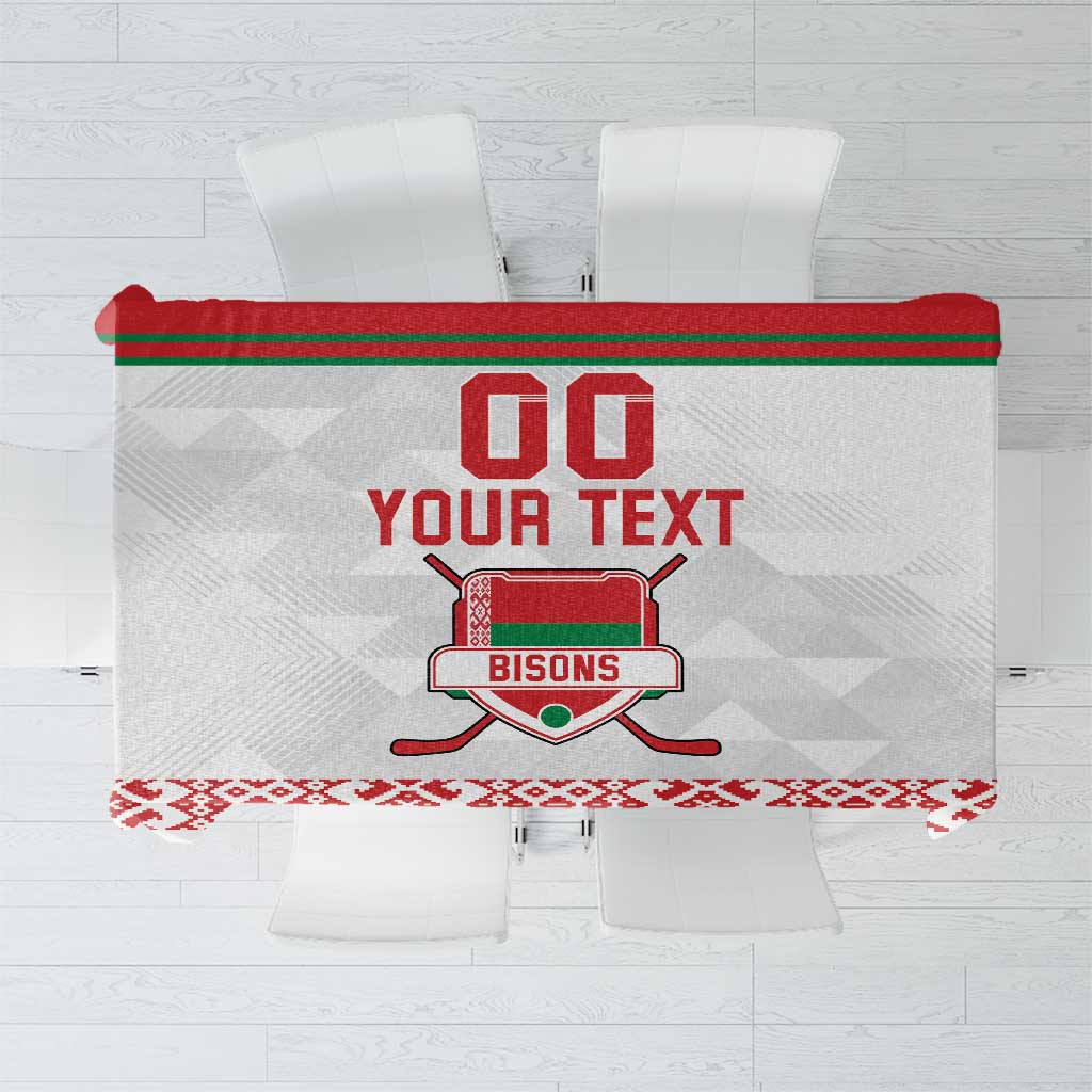 Custom Belarus Ice Hockey Tablecloth 2025 Go Bisons White Version