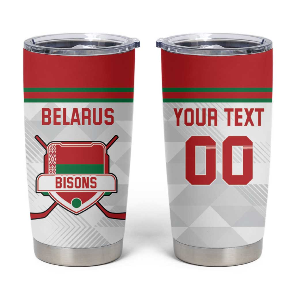 Custom Belarus Ice Hockey Tumbler Cup 2025 Go Bisons White Version