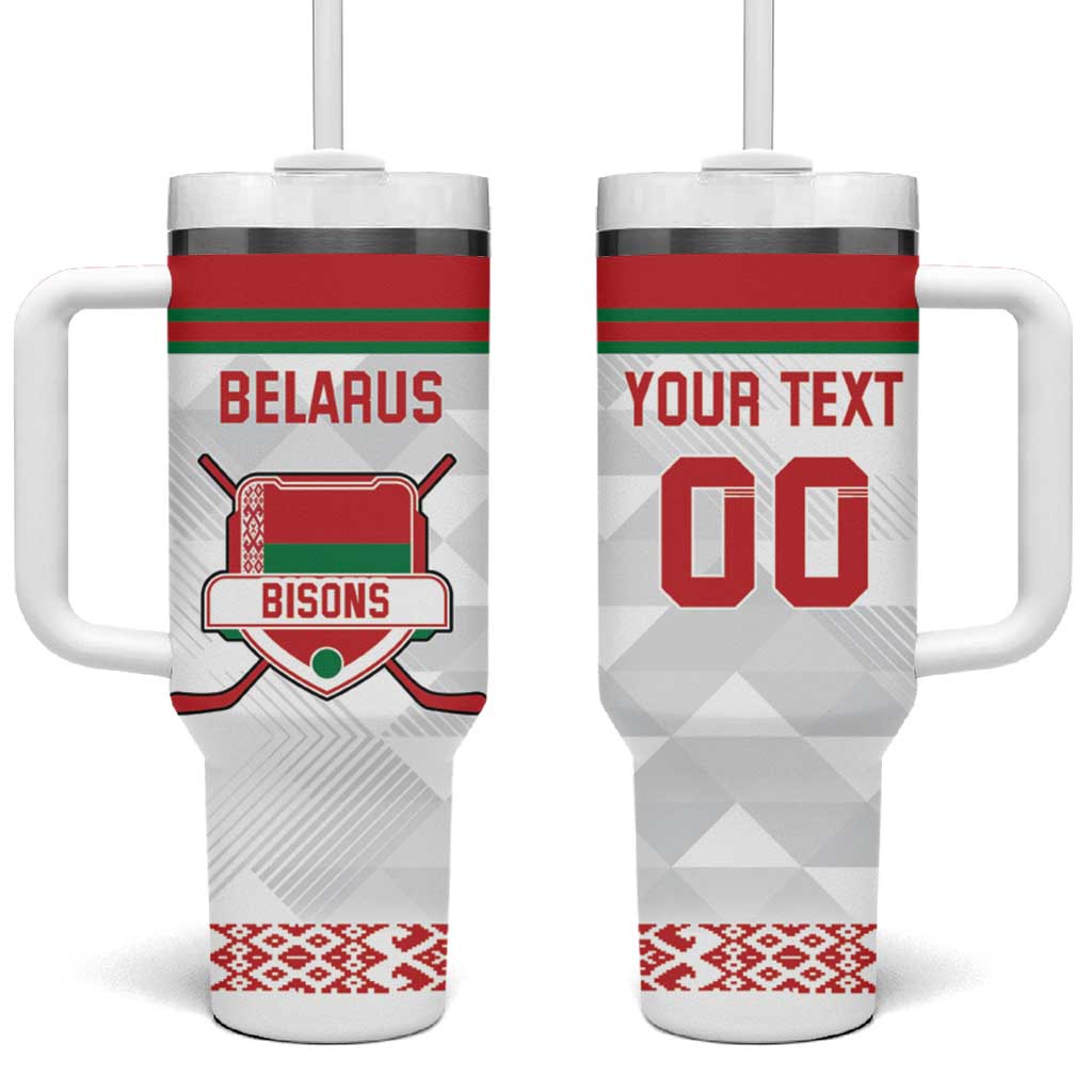 Custom Belarus Ice Hockey Tumbler With Handle 2025 Go Bisons White Version