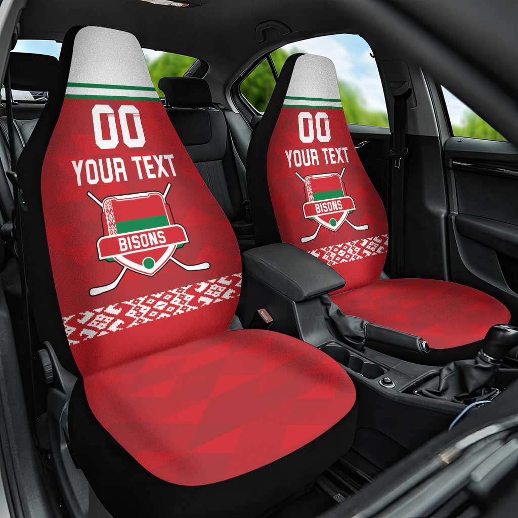 Custom Belarus Ice Hockey Car Seat Cover 2025 Go Bisons Red Version