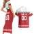 Custom Belarus Ice Hockey Couples Matching Short Sleeve Bodycon Dress and Hawaiian Shirt 2025 Go Bisons Red Version