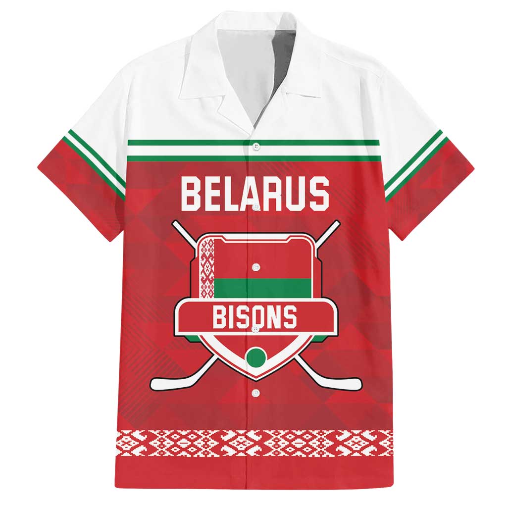 Custom Belarus Ice Hockey Hawaiian Shirt 2025 Go Bisons Red Version