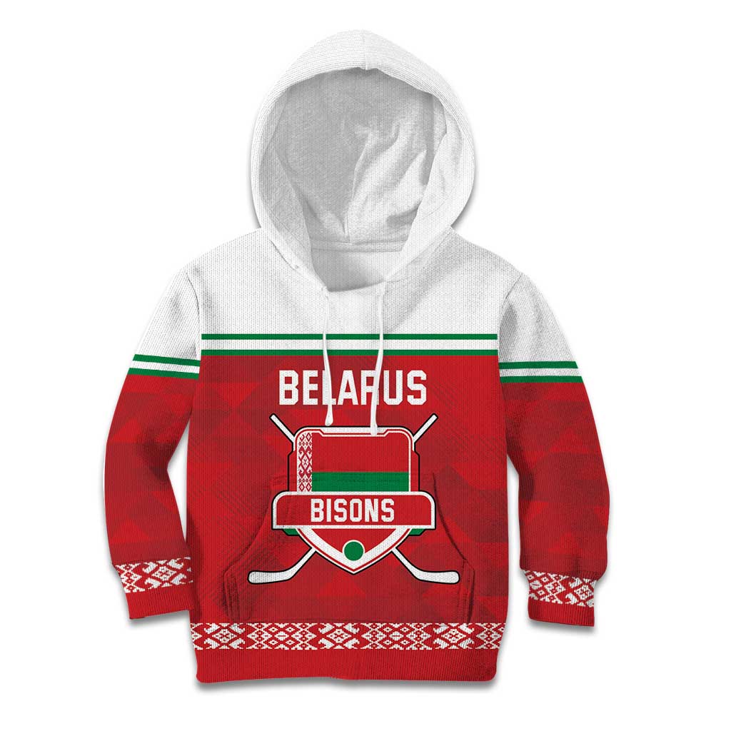 Custom Belarus Ice Hockey Kid Hoodie 2025 Go Bisons Red Version