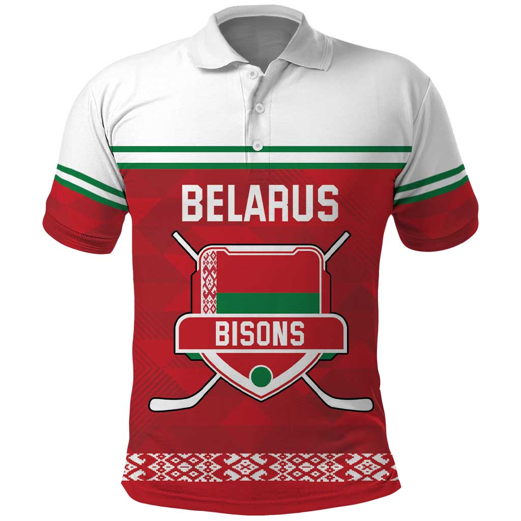 Custom Belarus Ice Hockey Polo Shirt 2025 Go Bisons Red Version