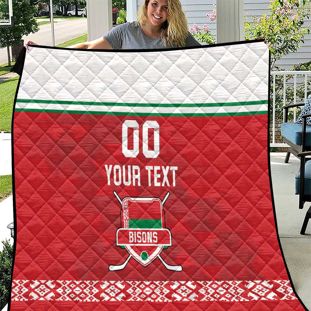 Custom Belarus Ice Hockey Quilt 2025 Go Bisons Red Version