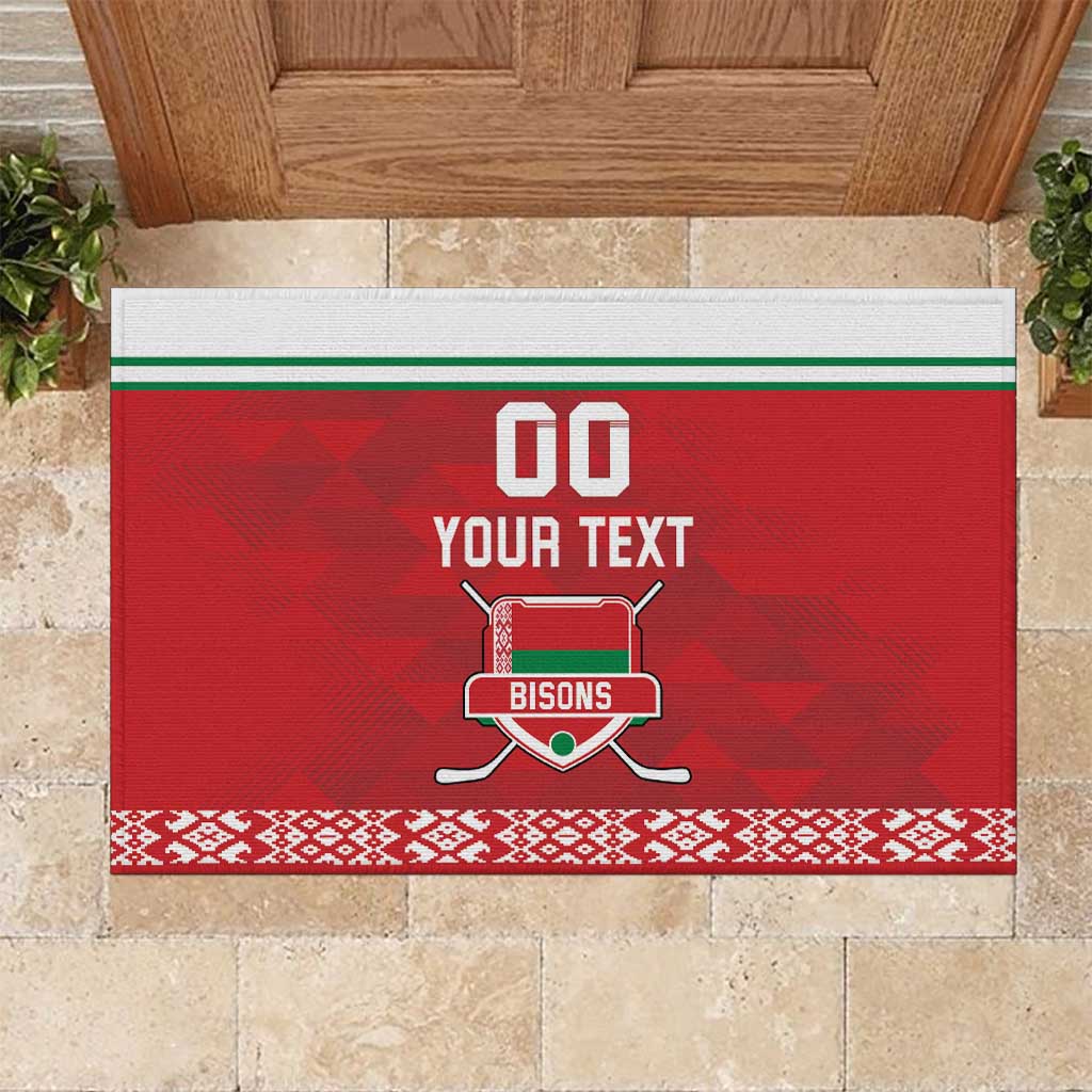 Custom Belarus Ice Hockey Rubber Doormat 2025 Go Bisons Red Version