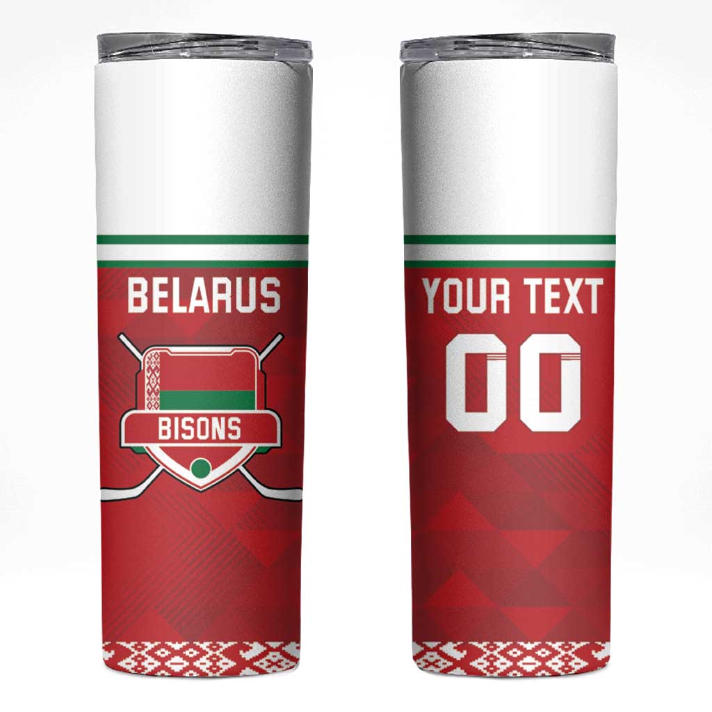 Custom Belarus Ice Hockey Skinny Tumbler 2025 Go Bisons Red Version