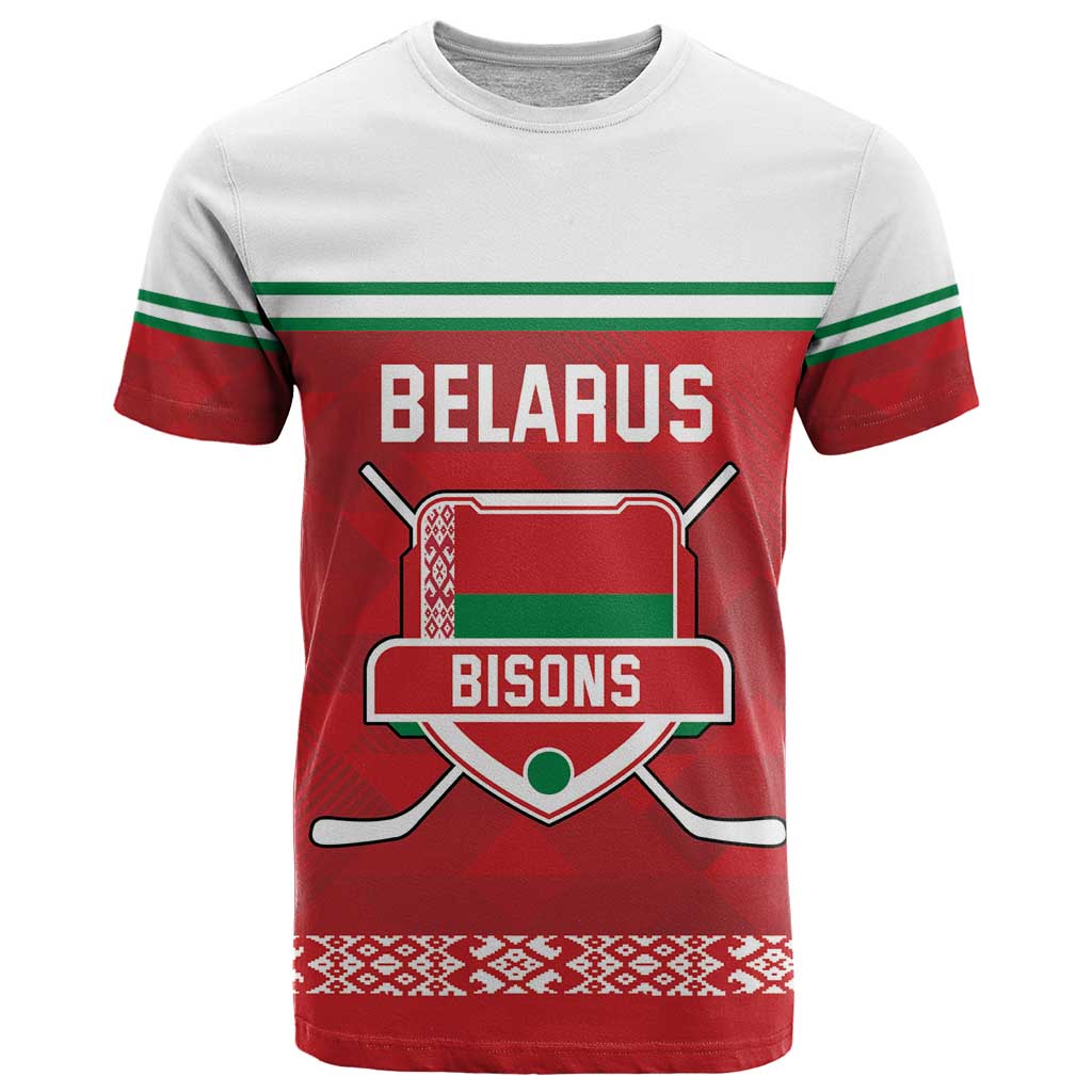 Custom Belarus Ice Hockey T Shirt 2025 Go Bisons Red Version