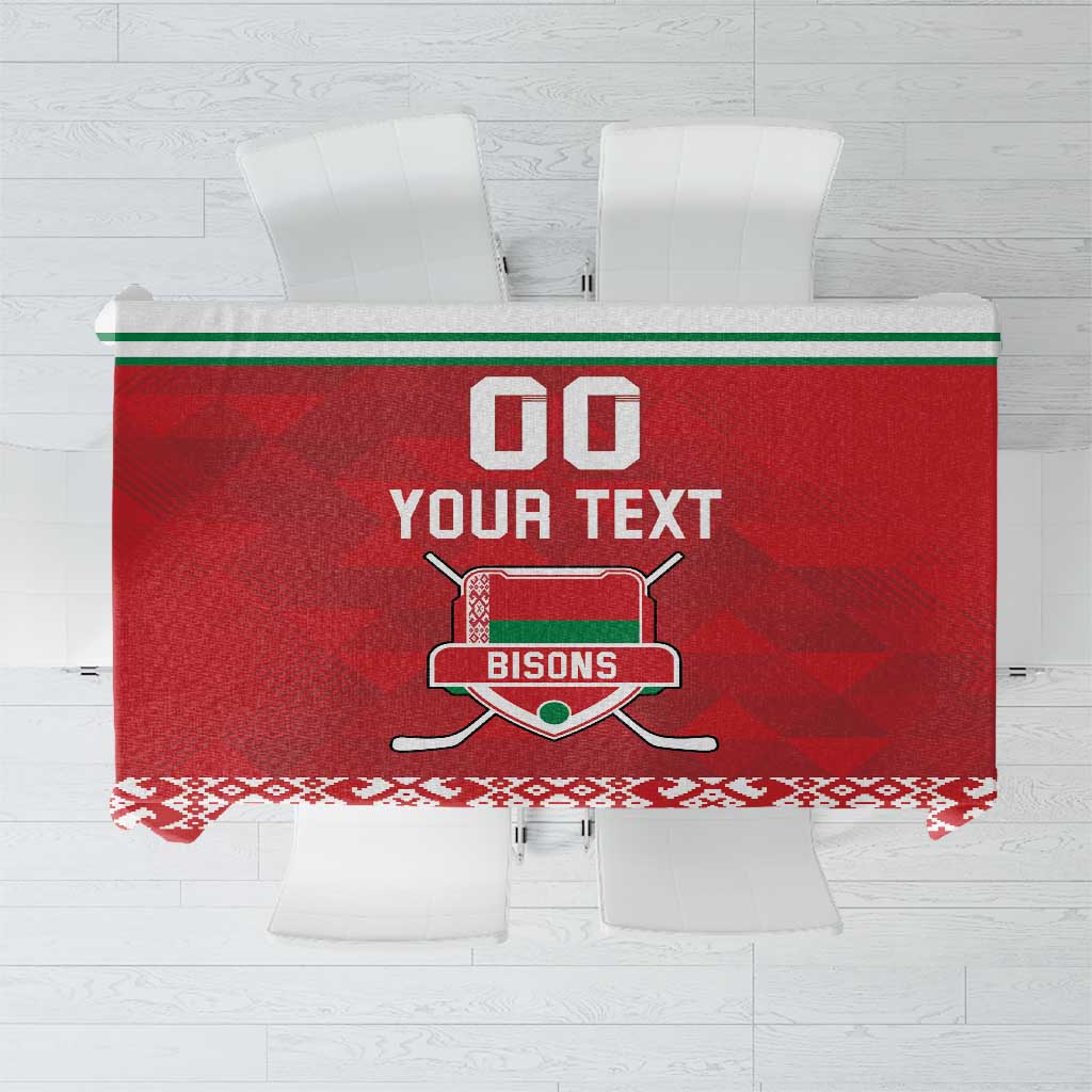 Custom Belarus Ice Hockey Tablecloth 2025 Go Bisons Red Version