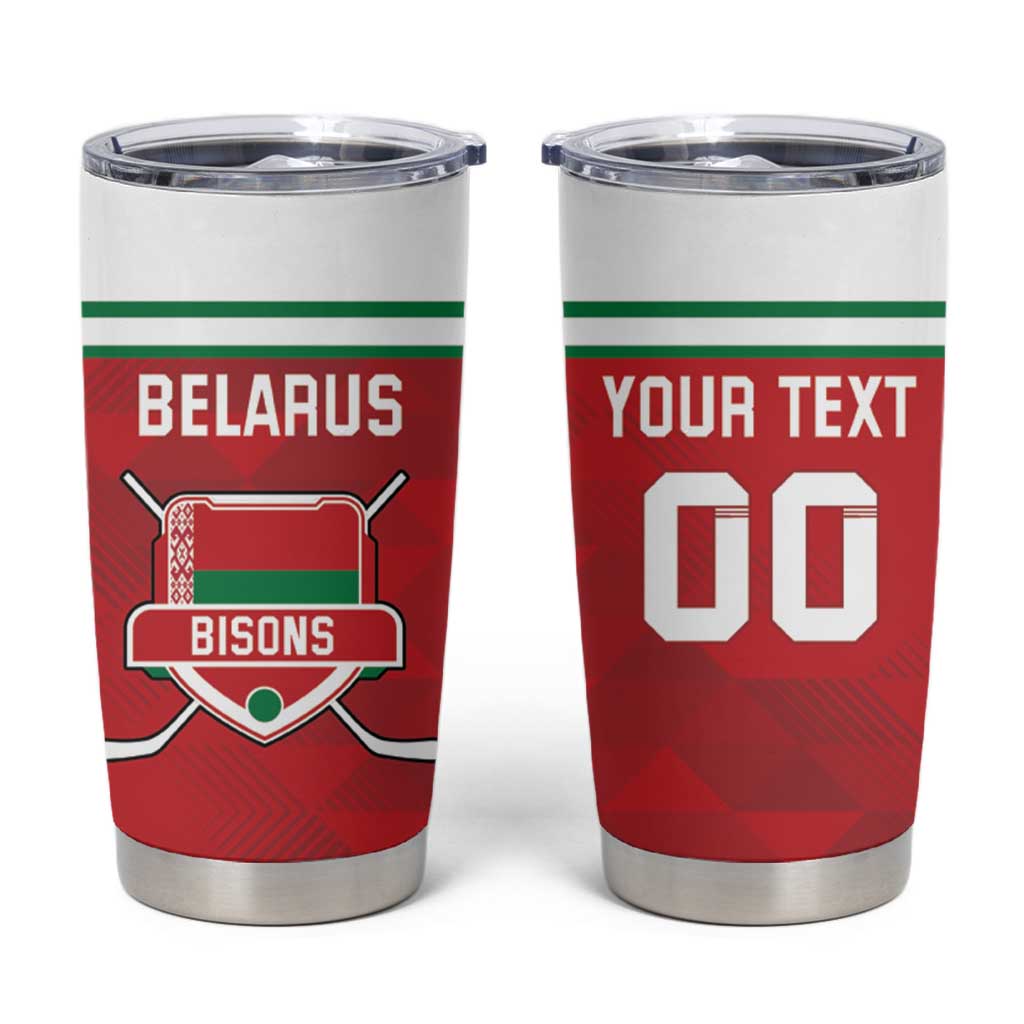 Custom Belarus Ice Hockey Tumbler Cup 2025 Go Bisons Red Version