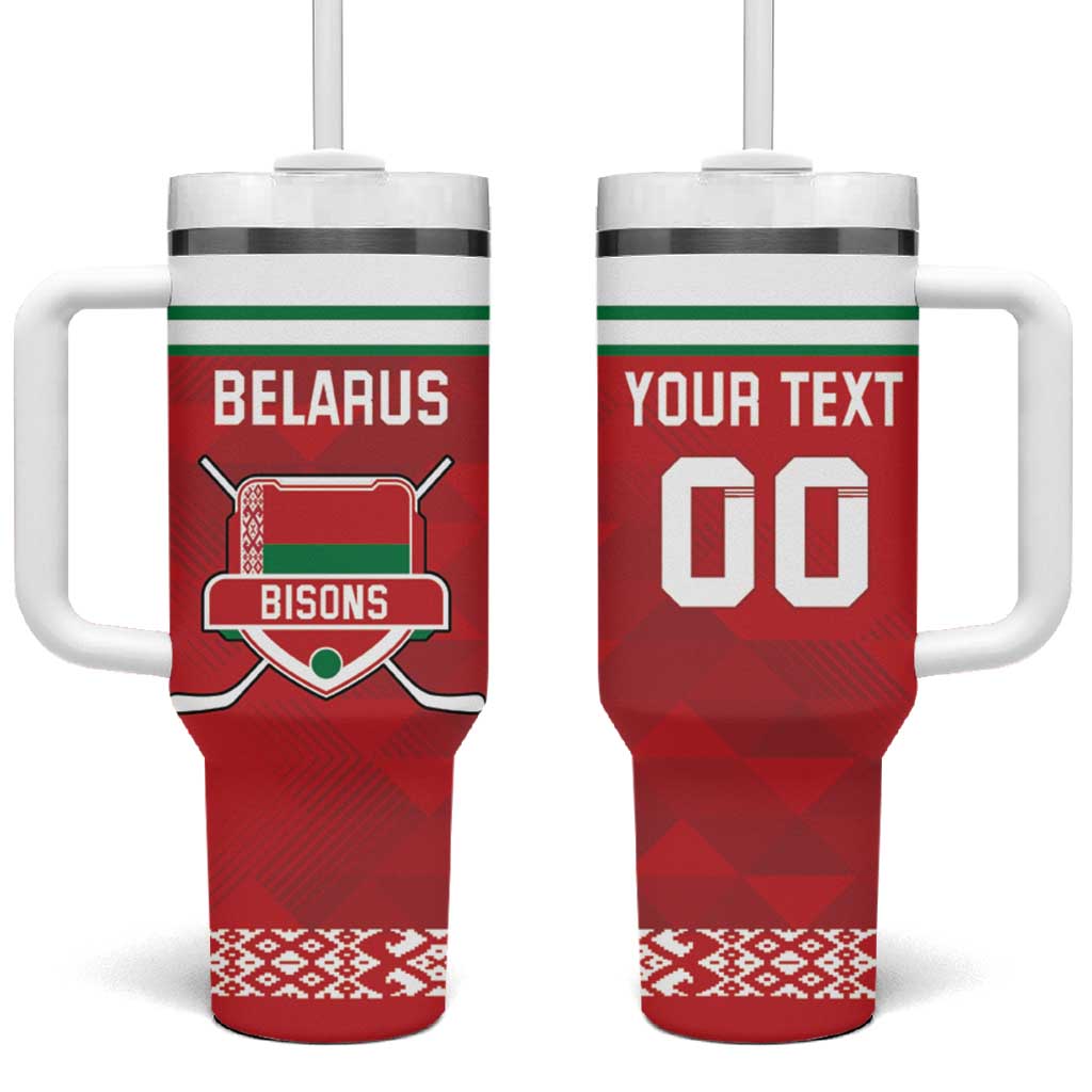 Custom Belarus Ice Hockey Tumbler With Handle 2025 Go Bisons Red Version