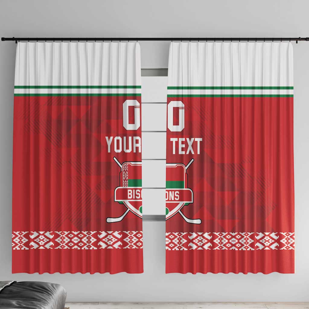 Custom Belarus Ice Hockey Window Curtain 2025 Go Bisons Red Version