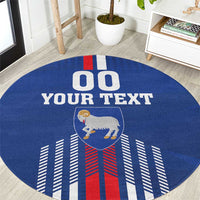 Custom Faroe Islands Football Round Carpet Go Champion Blue Version