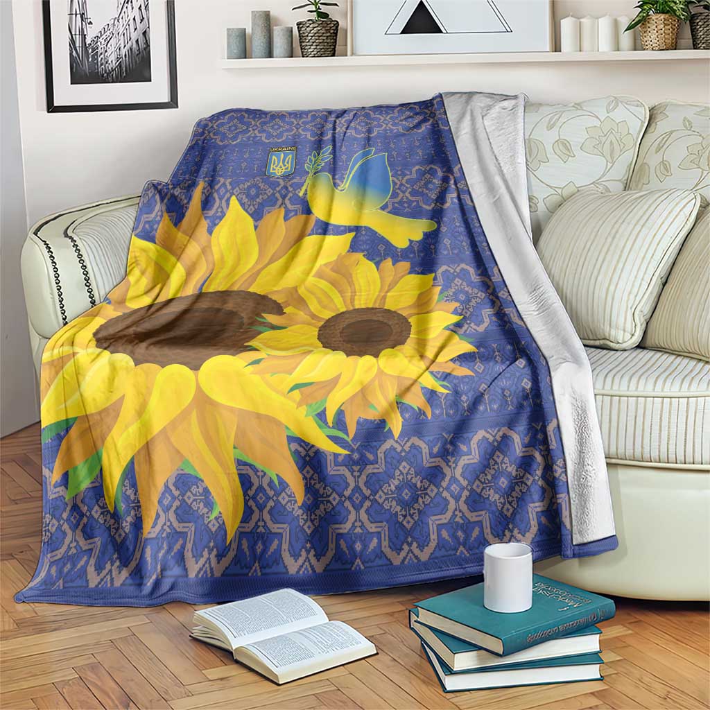 Ukraine Peace Dove Blanket Ukraine Sunflower With Folk Patterns