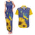 Ukraine Peace Dove Couples Matching Tank Maxi Dress and Hawaiian Shirt Ukraine Sunflower With Folk Patterns - Wonder Print Shop