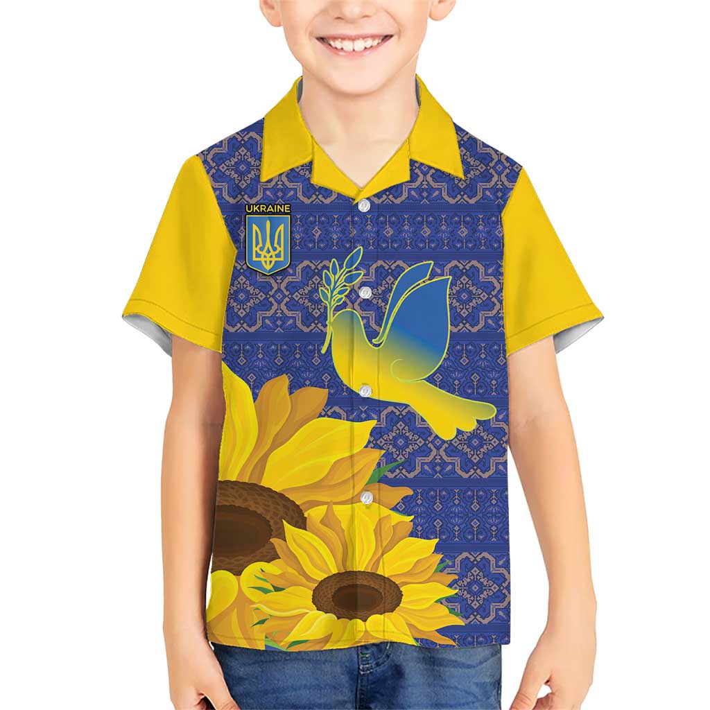 Ukraine Peace Dove Kid Hawaiian Shirt Ukraine Sunflower With Folk Patterns - Wonder Print Shop