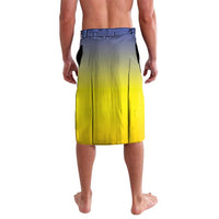 Blue-to-yellow gradient lavalava sarong with elastic waistband