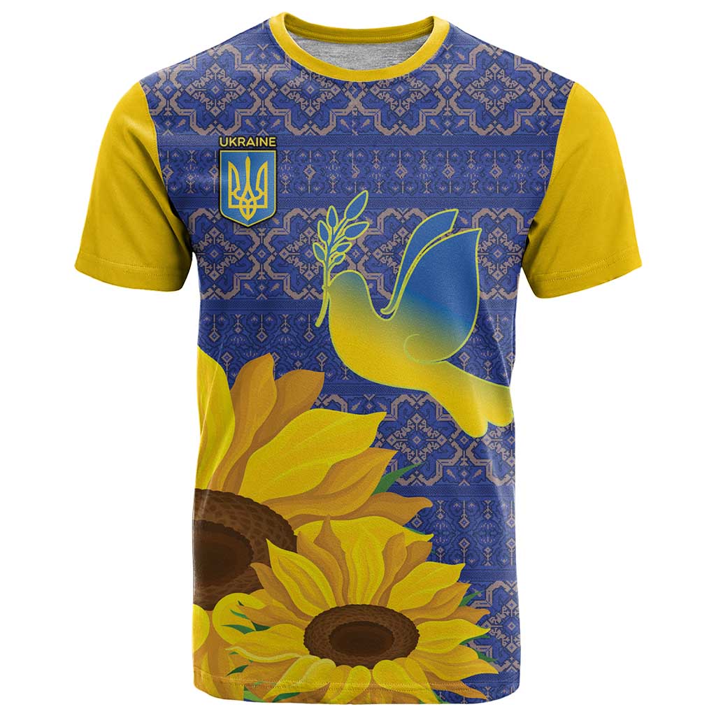 Ukraine Peace Dove T Shirt Ukraine Sunflower With Folk Patterns