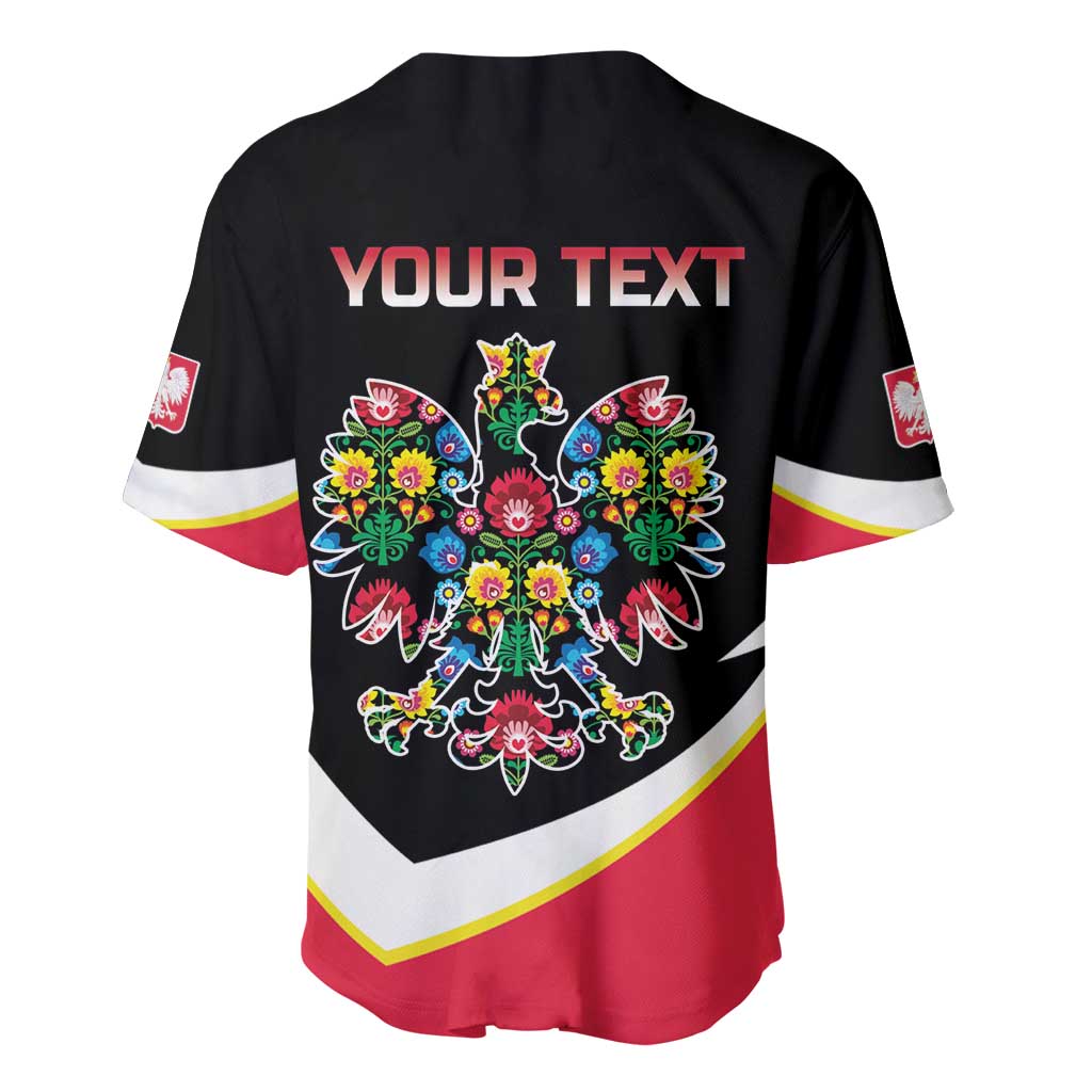 Personalized Poland Wycinanki Eagle Baseball Jersey Polish Traditional Floral Folk Pattern - Wonder Print Shop