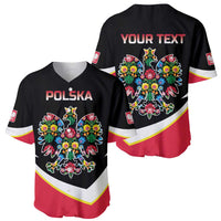 Personalized Poland Wycinanki Eagle Baseball Jersey Polish Traditional Floral Folk Pattern - Wonder Print Shop