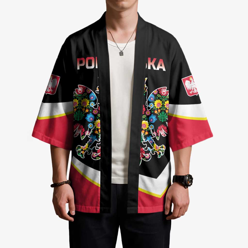 Personalized Poland Wycinanki Eagle Kimono Polish Traditional Floral Folk Pattern - Wonder Print Shop