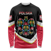 Personalized Poland Wycinanki Eagle Long Sleeve Shirt Polish Traditional Floral Folk Pattern - Wonder Print Shop