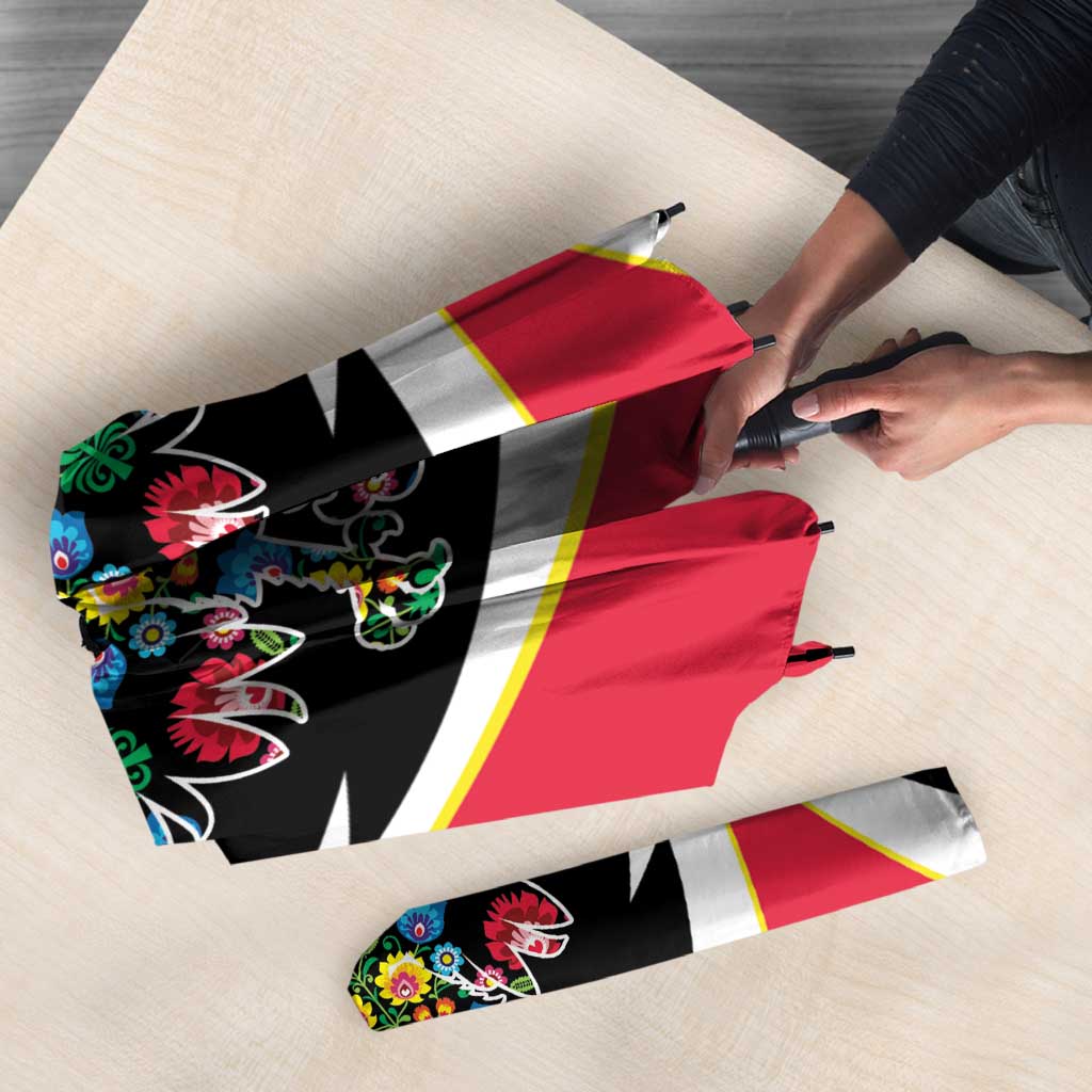 Personalized Poland Wycinanki Eagle Umbrella Polish Traditional Floral Folk Pattern - Wonder Print Shop