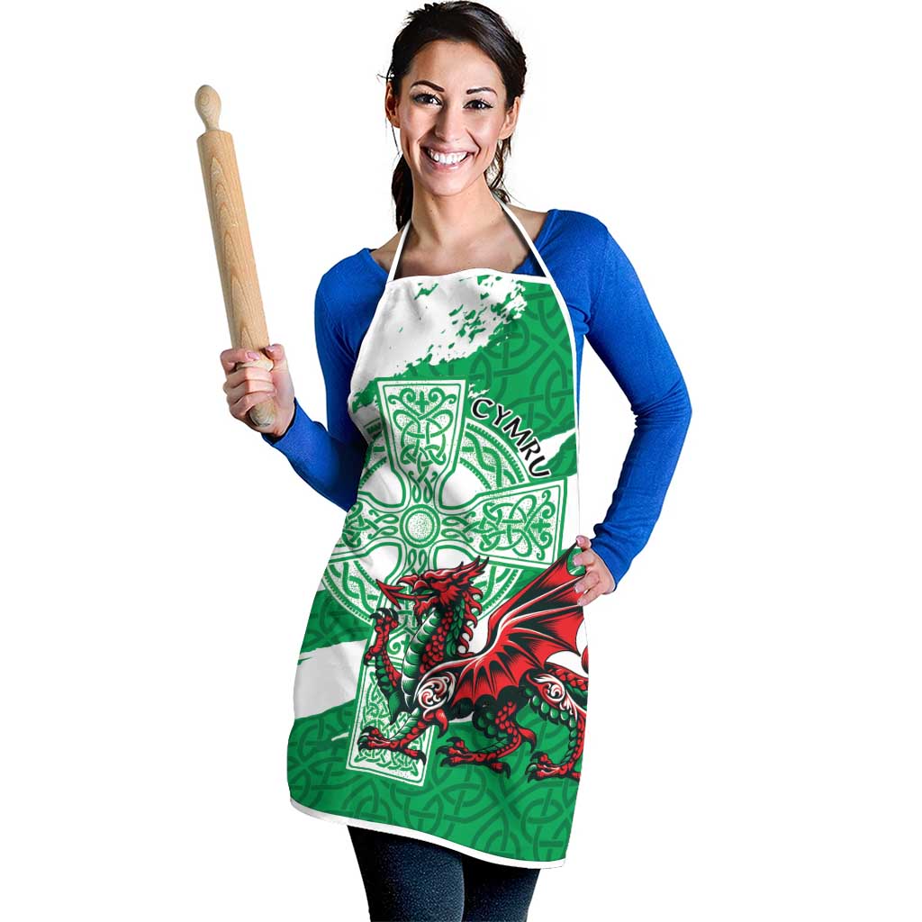 Wales Celtic Cross Apron Cymru Am Byth Green Version - Wonder Print Shop