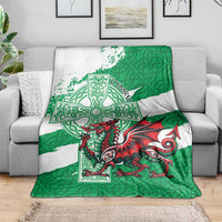 Wales Celtic Cross Blanket Cymru Am Byth Green Version - Wonder Print Shop