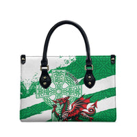 Wales Celtic Cross Leather Bag Cymru Am Byth Green Version - Wonder Print Shop