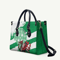 Wales Celtic Cross Leather Bag Cymru Am Byth Green Version - Wonder Print Shop