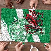 Wales Celtic Cross Puzzle Cymru Am Byth Green Version - Wonder Print Shop