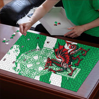 Wales Celtic Cross Puzzle Cymru Am Byth Green Version - Wonder Print Shop