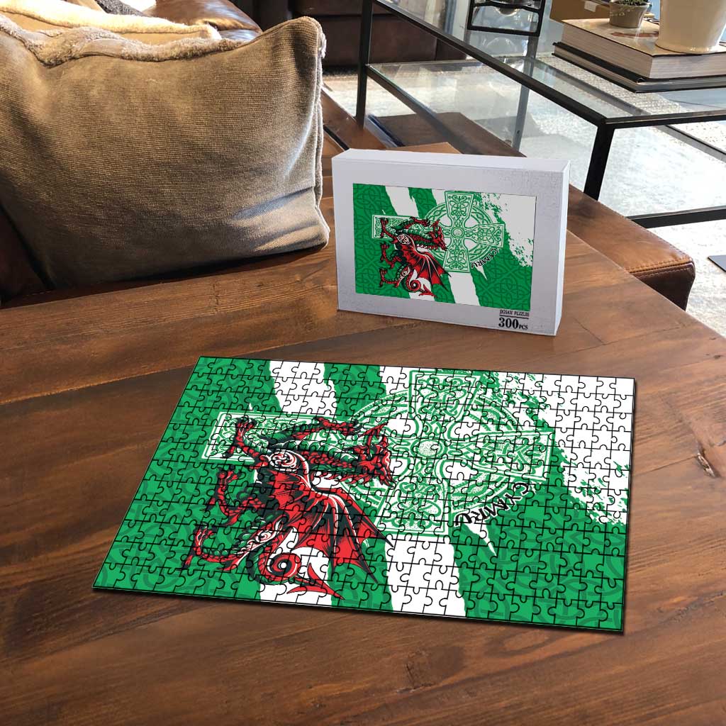 Wales Celtic Cross Puzzle Cymru Am Byth Green Version - Wonder Print Shop