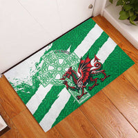 Wales Celtic Cross Rubber Doormat Cymru Am Byth Green Version - Wonder Print Shop