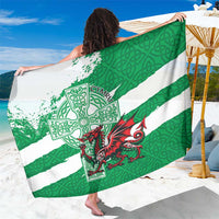 Wales Celtic Cross Sarong Cymru Am Byth Green Version - Wonder Print Shop