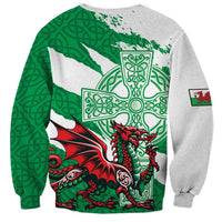 Wales Celtic Cross Sweatshirt Cymru Am Byth Green Version - Wonder Print Shop
