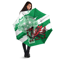 Wales Celtic Cross Umbrella Cymru Am Byth Green Version - Wonder Print Shop