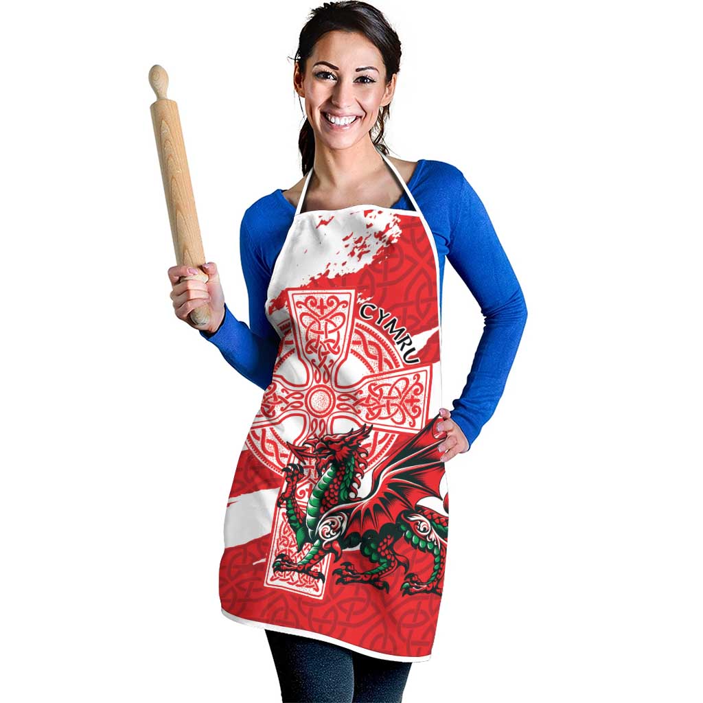 Wales Celtic Cross Apron Cymru Am Byth Red Version - Wonder Print Shop