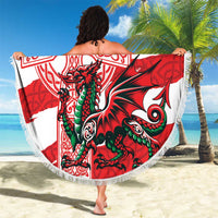 Wales Celtic Cross Beach Blanket Cymru Am Byth Red Version - Wonder Print Shop