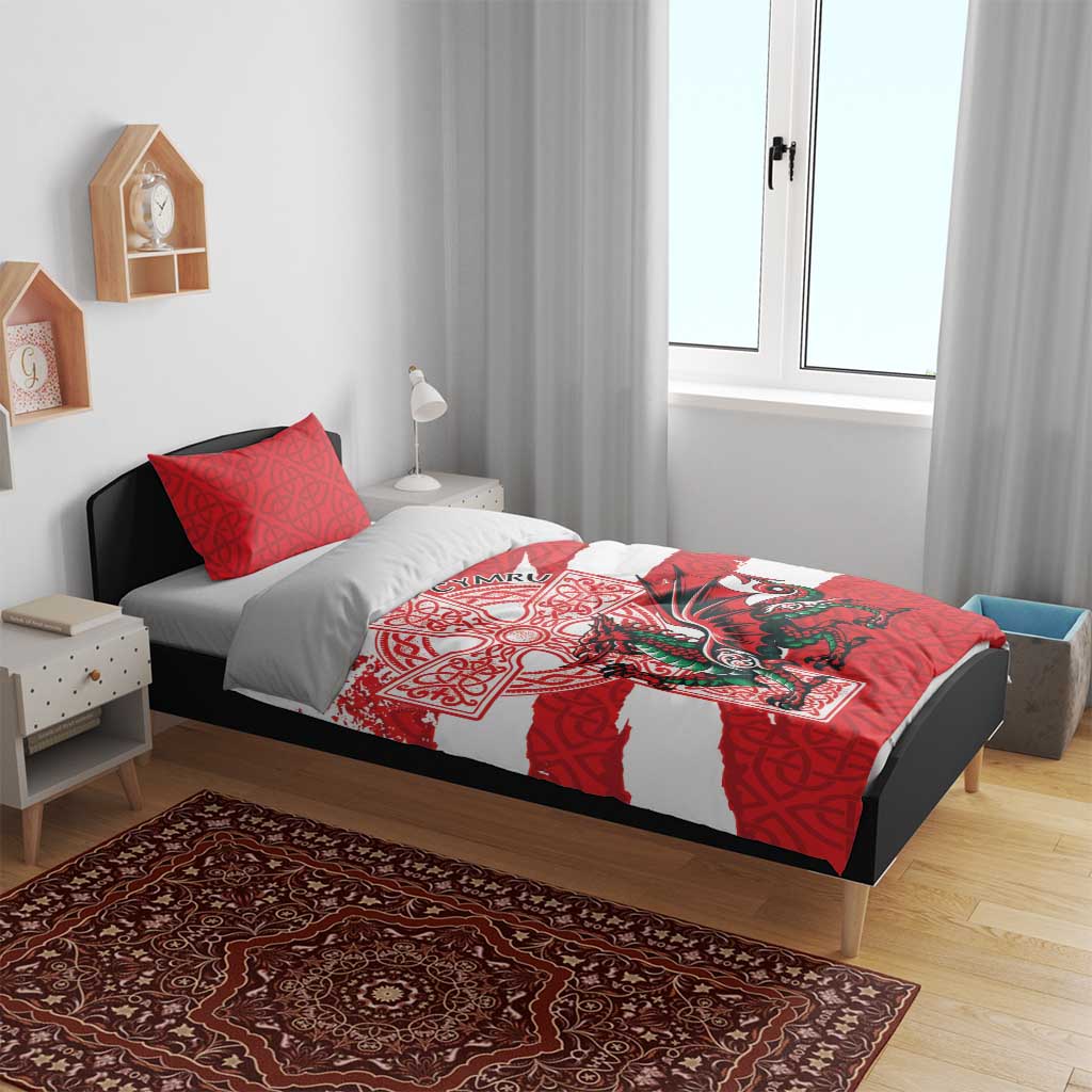 Wales Celtic Cross Bedding Set Cymru Am Byth Red Version - Wonder Print Shop