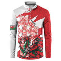 Wales Celtic Cross Button Sweatshirt Cymru Am Byth Red Version - Wonder Print Shop