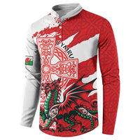 Wales Celtic Cross Button Sweatshirt Cymru Am Byth Red Version - Wonder Print Shop