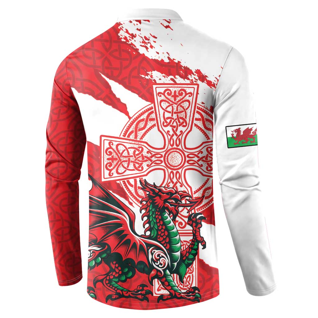 Wales Celtic Cross Button Sweatshirt Cymru Am Byth Red Version - Wonder Print Shop