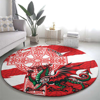 Wales Celtic Cross Round Carpet Cymru Am Byth Red Version - Wonder Print Shop