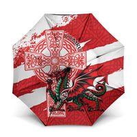 Wales Celtic Cross Umbrella Cymru Am Byth Red Version - Wonder Print Shop