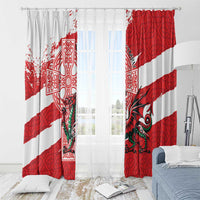 Wales Celtic Cross Window Curtain Cymru Am Byth Red Version - Wonder Print Shop